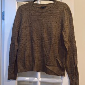 JCrew Moss Green Pointelle Sweater - Crew Neck
